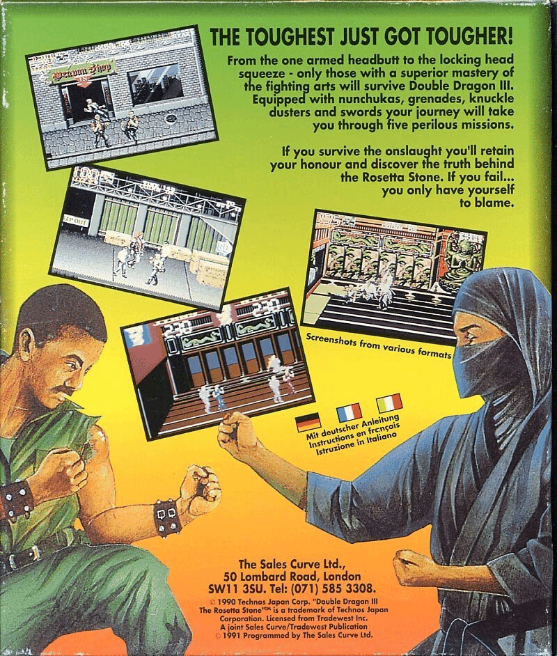 Double Dragon III the Rosetta Stone box art for Commodore 64